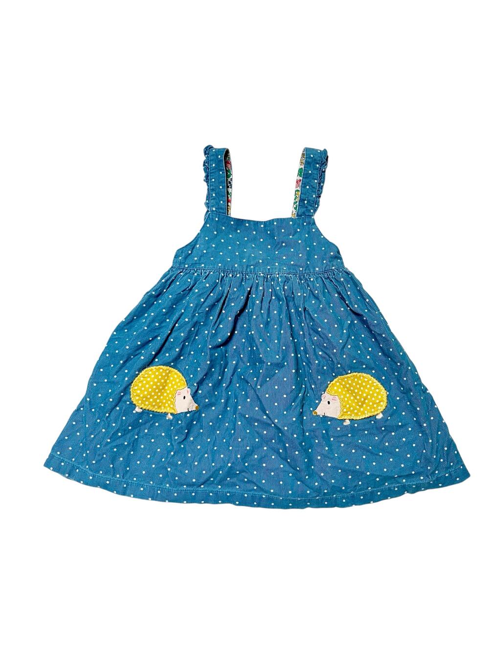Baby Boden Hedgehog Pinnie Corduroy Dress Size 2/3